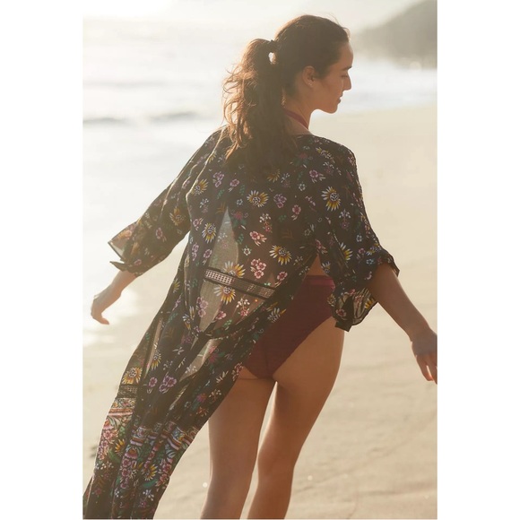 Anthropologie Pintucked Brown Floral Robe NWT Size Large - Picture 4 of 15